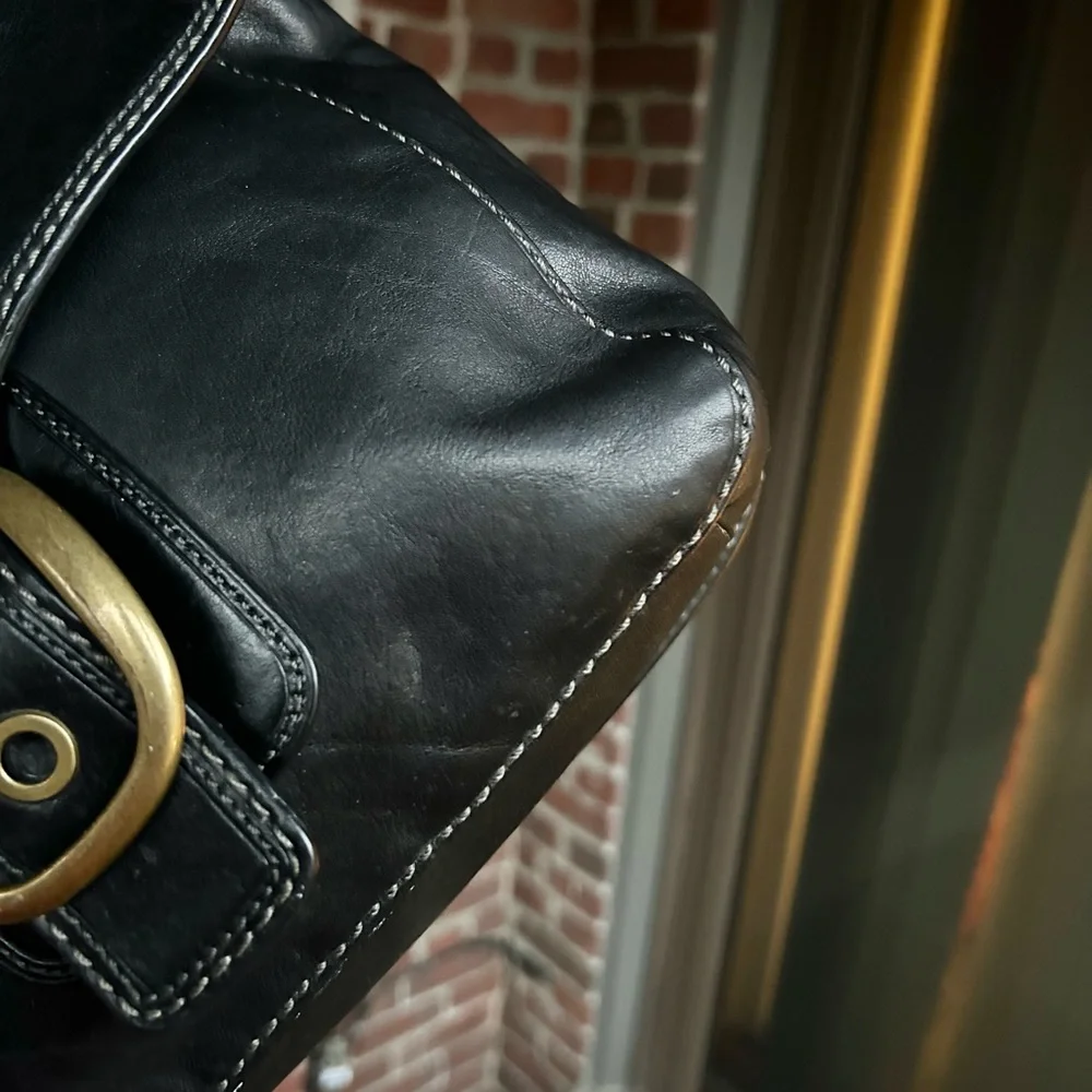 Vintage Coach Y2k Bleeker buckle flap shoulder bag black 11419 retro legacy - Picture 8 of 11